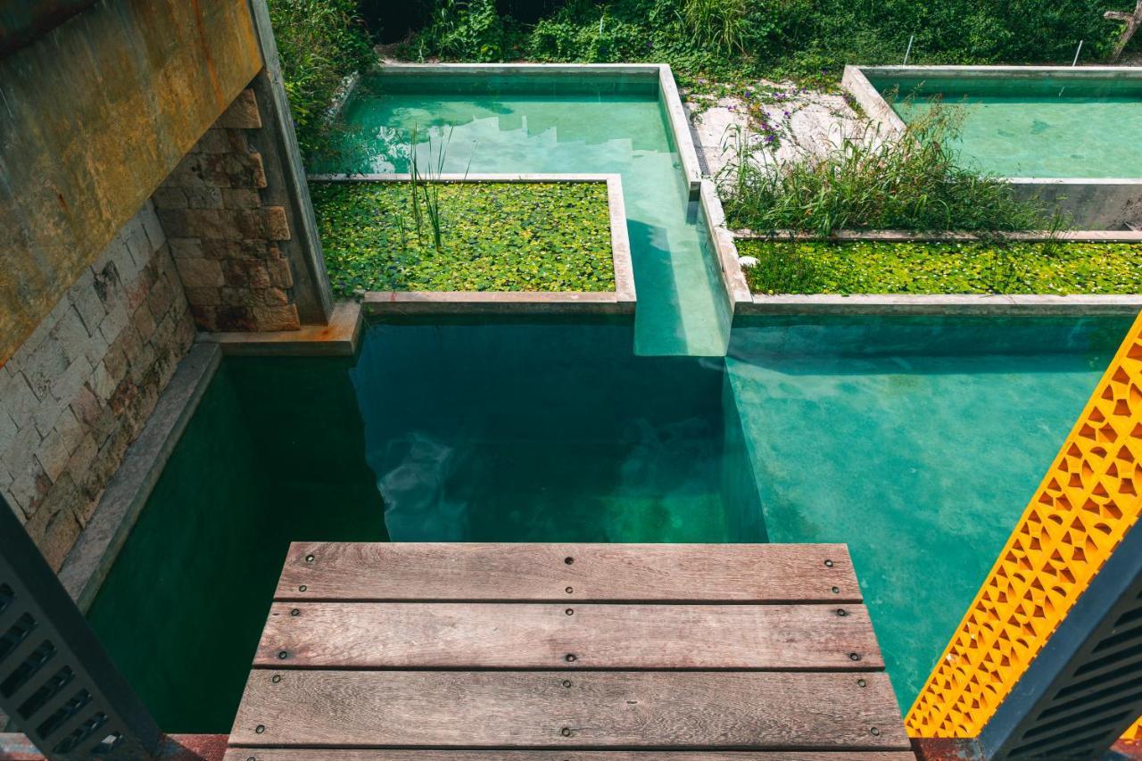 Hotel Makaaba Eco-Boutique Bacalar Bagian luar foto The swimming pool at the hotel